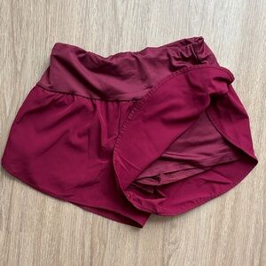 Women's Burgundy Double-Layered Athletic Short - Comfort Stretch